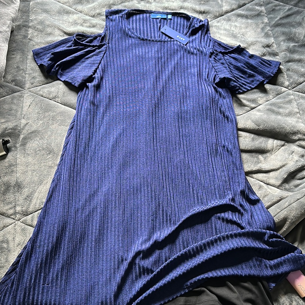 Blue cutout shoulder dress